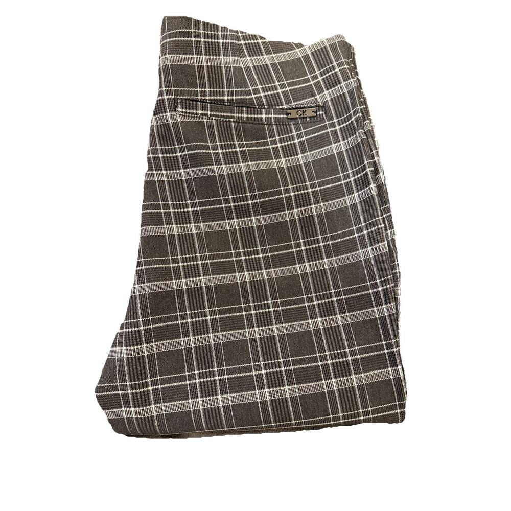 Calvin Klein-Womens Pants-Dark Gray Plaid Pull On Trouser-Preppy-Size 2 - Picture 14 of 15